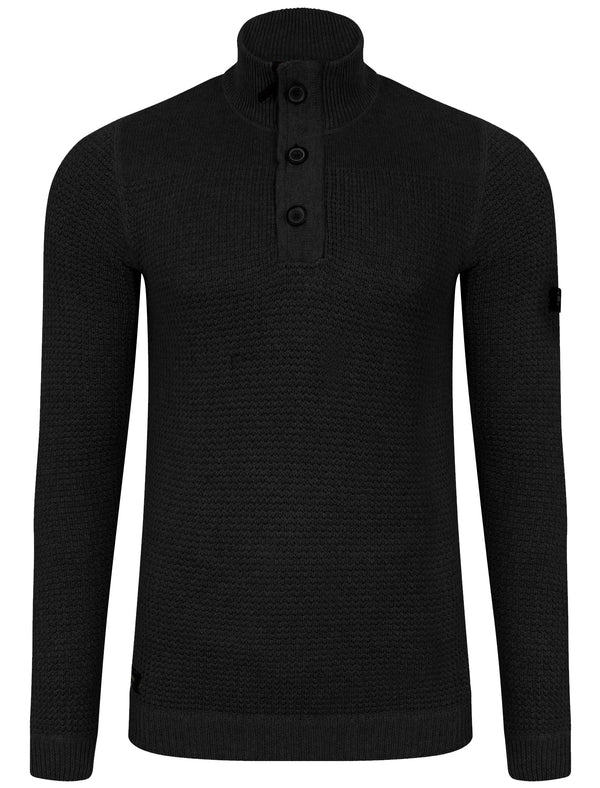 Bruner Cable Knit Pullover Jumper in Black - Dissident