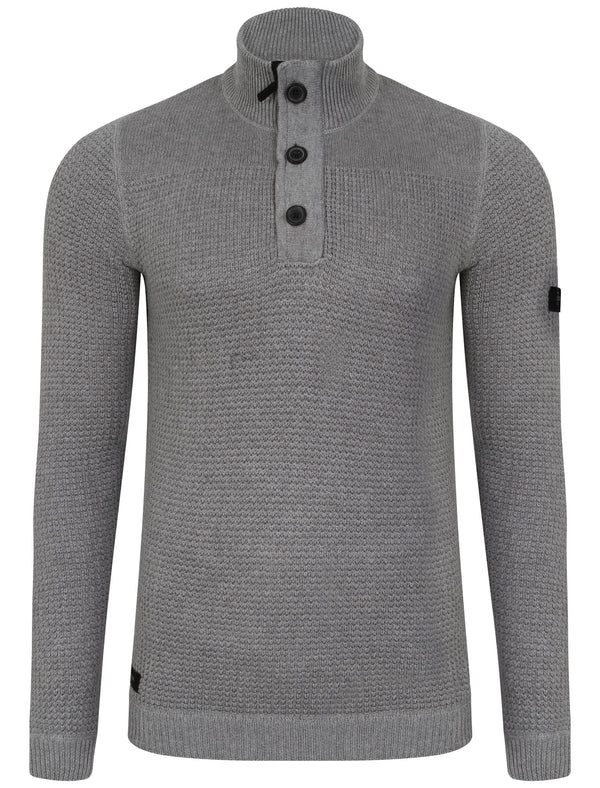 Bruner Cable Knit Pullover Jumper in Mid Grey Marl - Dissident