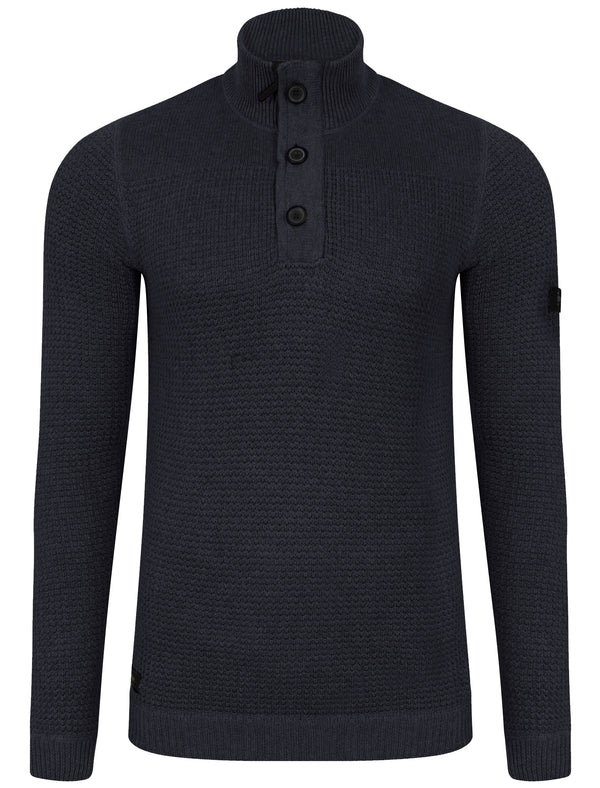 Bruner Cable Knit Pullover Jumper in True Navy - Dissident