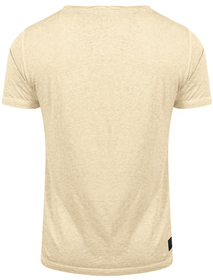 Burnsouth V Neck Burnout T-Shirt with Pocket in Oyster Beige - Dissident