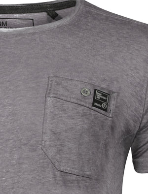 Burnwest Crew Neck Burnout T-Shirt with Pocket in Industrial - Dissident