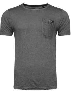 Burnwest Crew Neck Burnout T-Shirt with Pocket in Raven Grey - Dissident