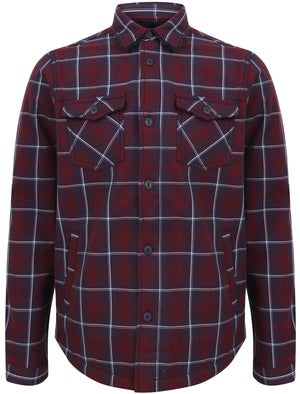 Castello Faux Fur Fleece Lined Checked Overshirt Jacket in Tawny Port - Dissident