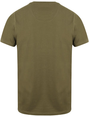 Circular Motif Cotton Crew Neck T-Shirt In Khaki - Dissident