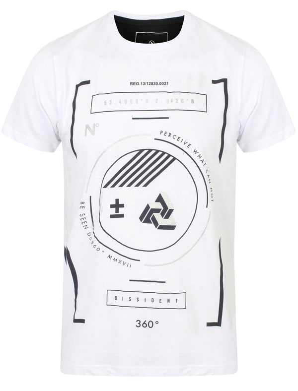 Circular Motif Cotton Crew Neck T-Shirt In Optic White - Dissident