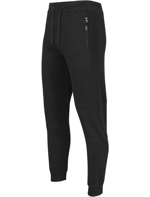 Collent Cuffed Joggers with Ribbed Panels in Black - Dissident