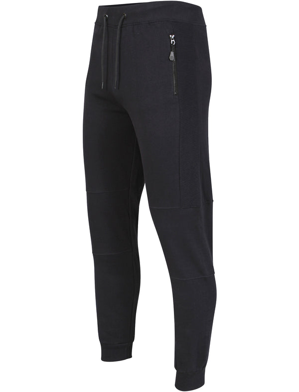 Collent Cuffed Joggers with Ribbed Panels in True Navy - Dissident