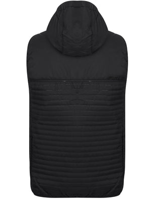 Colwyn Bay Embossed Quilted Gilet with Hood in Black - Dissident