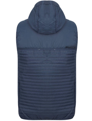 Colwyn Bay Embossed Quilted Gilet with Hood in Mood Indigo - Dissident