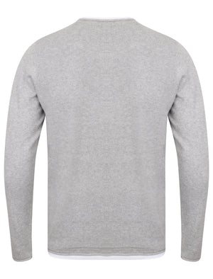 Conga Textured Jumper With Inner Mock T-Shirt In Light Silver Marl - Dissident