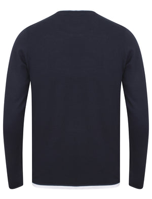 Conga Textured Jumper With Inner Mock T-Shirt In Midnight Blue - Dissident