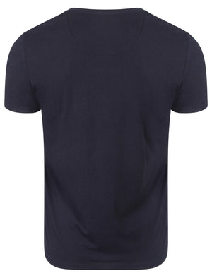 Darkness Motif Print Cotton T-Shirt In Dark Sapphire - Dissident