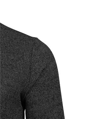 Dewar Ribbed Textured Marl Top in Black / White Mix - Dissident
