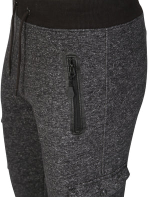 Digby Cuffed Joggers with Leg Pockets in Black Fleck - Dissident
