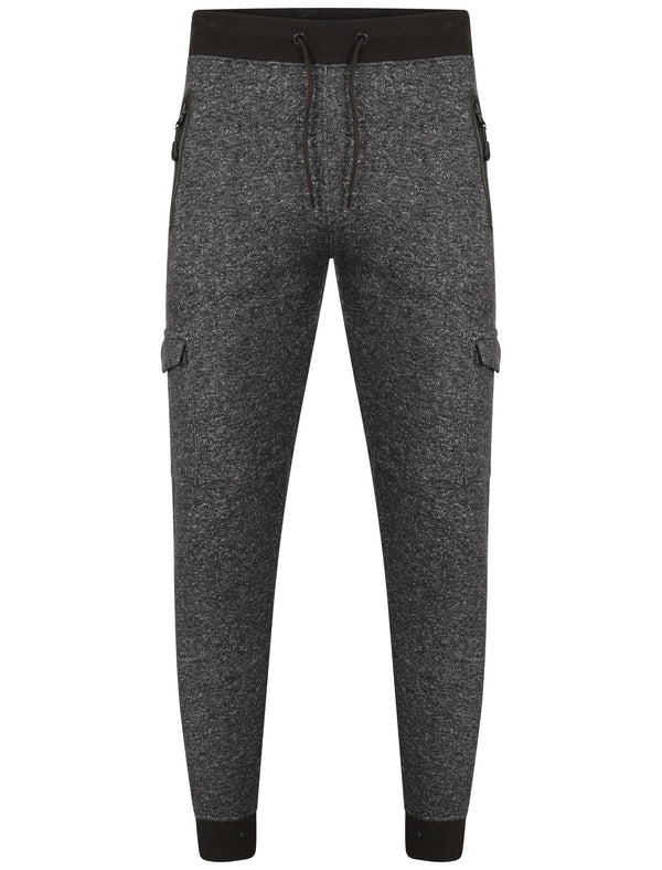 Digby Cuffed Joggers with Leg Pockets in Black Fleck - Dissident