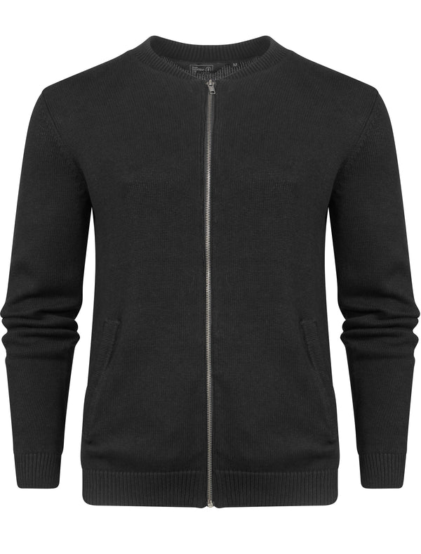Dimaggio Collarless Zip Up Cardigan in Black - Dissident