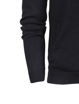 Dimaggio Collarless Zip Up Cardigan in Dark Navy - Dissident