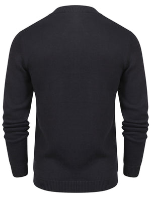 Dimaggio Collarless Zip Up Cardigan in Dark Navy - Dissident