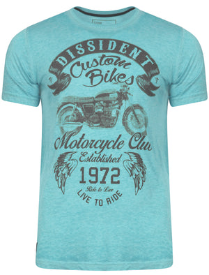 Disburn Motif Burnout T-Shirt in Caribbean Sea - Dissident