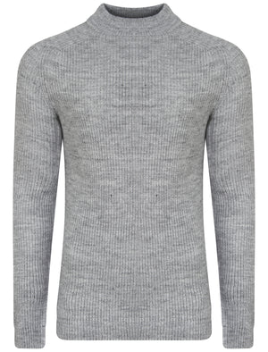 Domino Turtle Neck Knitted Jumper in Light Silver Marl - Dissident