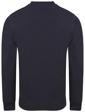 Ellerslie Pique Zip Through Jersey Bomber Jacket In Navy - Dissident