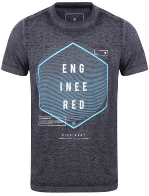 Engineered Motif Burnout T-Shirt In Navy - Dissident