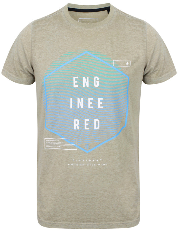 Engineered Motif Burnout T-Shirt In Sage - Dissident