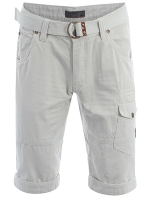 Dissident ash grey Finsbury cargo shorts with free matching belt