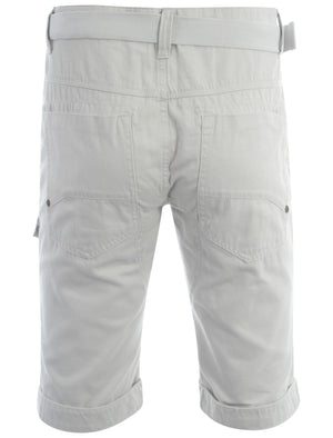 Dissident ash grey Finsbury cargo shorts with free matching belt