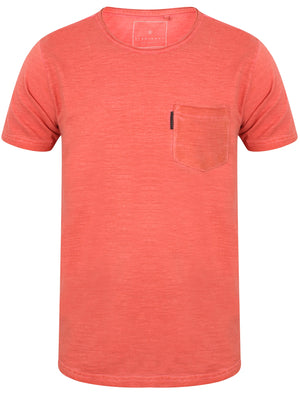 Flicker Cotton Slub Crew Neck T-Shirt With Pocket In Faded Rose - Dissident