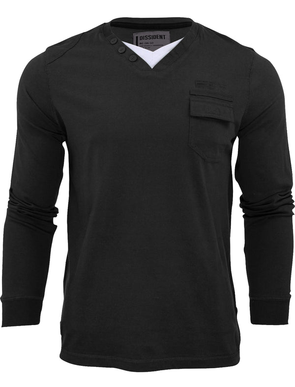 Floura Long Sleeve Top with Pocket in Black - Dissident