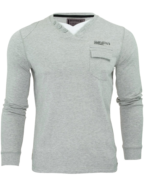 Floura Long Sleeve Top with Pocket in Light Grey Marl - Dissident