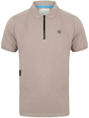 Fusa Cotton Pique Polo Shirt with Zip Collar In Elephant - Dissident