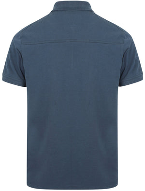 Fusa Cotton Pique Polo Shirt with Zip Collar In Reflex Blue - Dissident