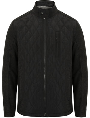Galchard Quilted Jacket with Wool Blend Sleeves in Charcoal Marl - Dissident