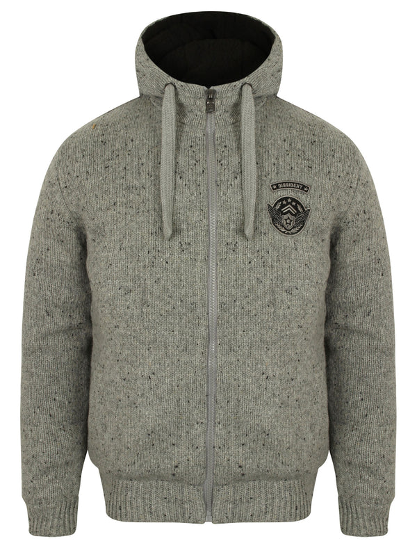 Garfunkel Zip Up Hooded Cardigan in Light Grey Marl - Dissident