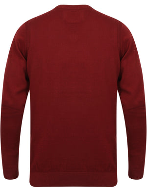 Gotha V Neck Cotton Jumper In Oxblood - Dissident