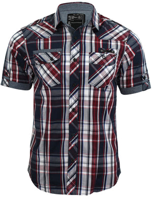 Guerrero Short Sleeve Check Shirt in Oxblood - Dissident