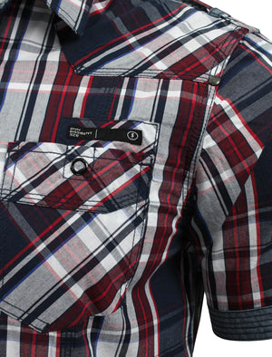 Guerrero Short Sleeve Check Shirt in Oxblood - Dissident