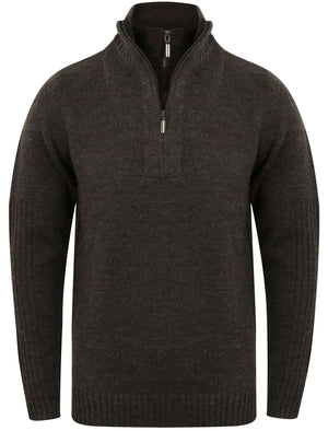 Han Zip Up Double Mock Neckline Cardigan in Charcoal Marl - Dissident