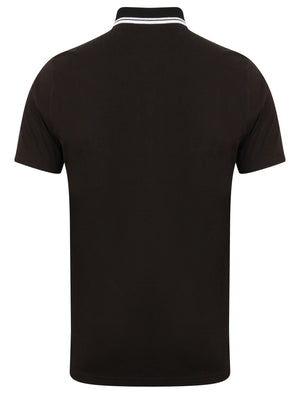 Henstridge Zip Up Jersey Polo Shirt in Black - Dissident