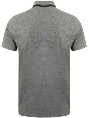 Henstridge Zip Up Jersey Polo Shirt in Mid Grey Marl - Dissident