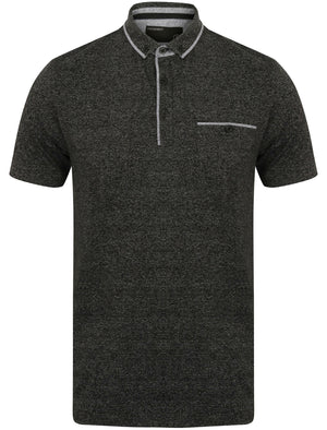 Herald Flecked Cotton Jersey Polo Shirt in Black - Dissident