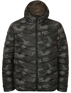 Humberstone Quilted Puffer Jacket In Grey Camo - Dissident