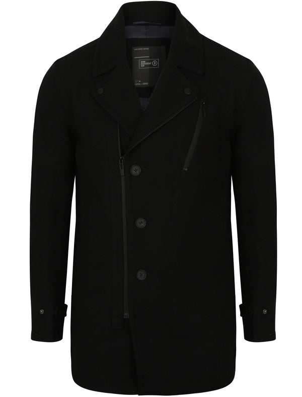 Hurbanova Biker Style Wool Rich Coat in Black - Dissident