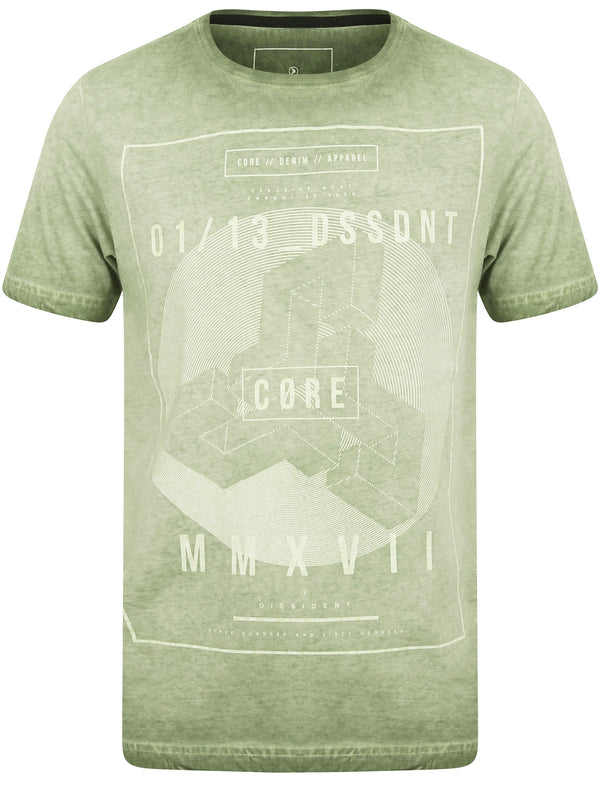 Impossible Motif Print Cotton Jersey T-Shirt In Olivine Khaki - Dissident