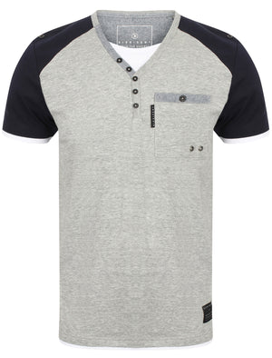 Indivo Y Neck Cotton Jersey T-Shirt In Light Grey Marl - Dissident