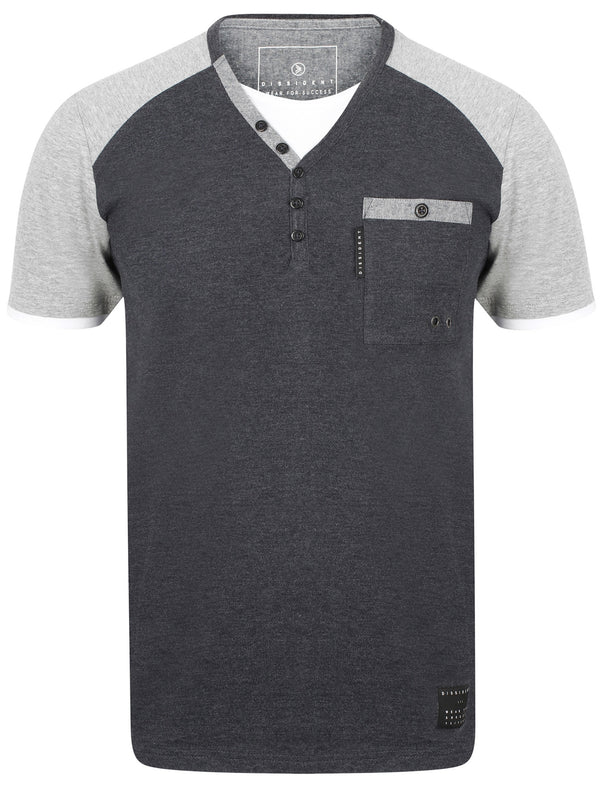 Indivo Y Neck Cotton Jersey T-Shirt In Navy Marl - Dissident
