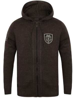 Izy Military Zip Up Hooded Cardigan in Charcoal Marl - Dissident