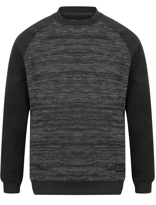 Johan Raglan Sleeve Crew Neck Sweatshirt in Charcoal Marl - Dissident